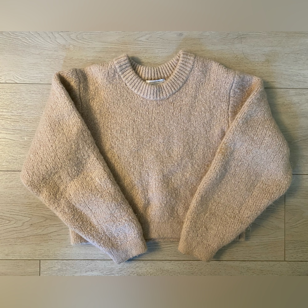 & Other Stories Cropped Beige Tan Alpaca Cozy Sweater